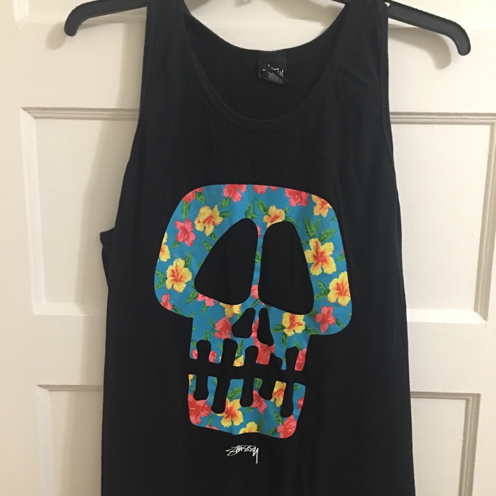 Stussy men’s tank with flowered skull